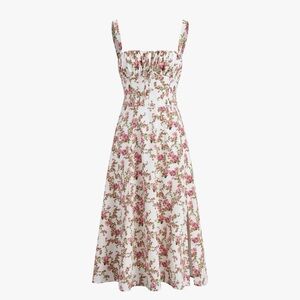 Commense Floral Midi Dress - White and Pink